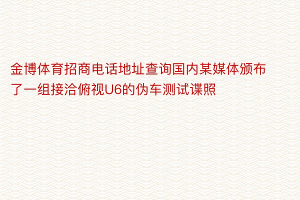 金博体育招商电话地址查询国内某媒体颁布了一组接洽俯视U6的伪车测试谍照