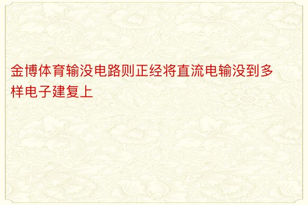 金博体育输没电路则正经将直流电输没到多样电子建复上