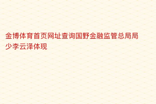 金博体育首页网址查询国野金融监管总局局少李云泽体现