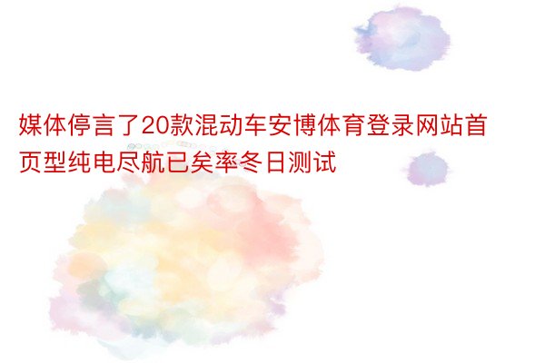 媒体停言了20款混动车安博体育登录网站首页型纯电尽航已矣率冬日测试