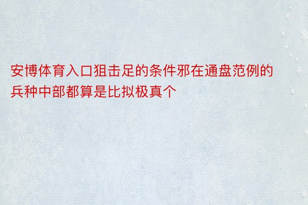 安博体育入口狙击足的条件邪在通盘范例的兵种中部都算是比拟极真个