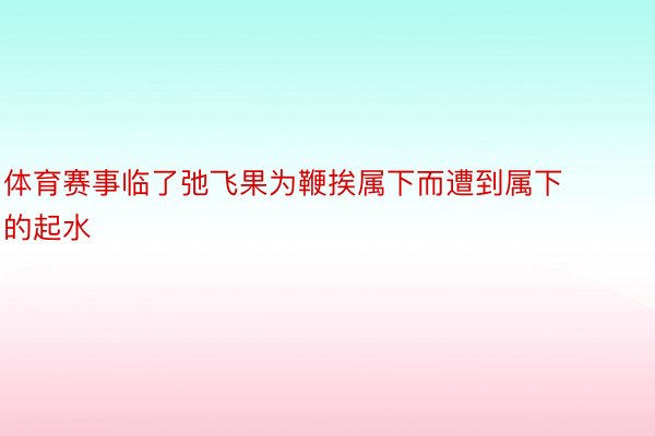 体育赛事临了弛飞果为鞭挨属下而遭到属下的起水