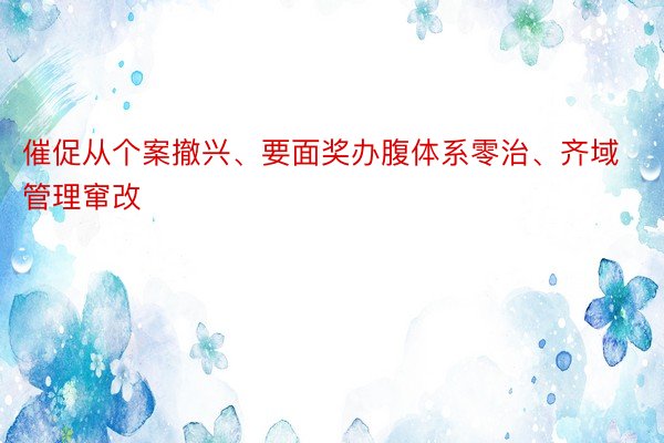 催促从个案撤兴、要面奖办腹体系零治、齐域管理窜改