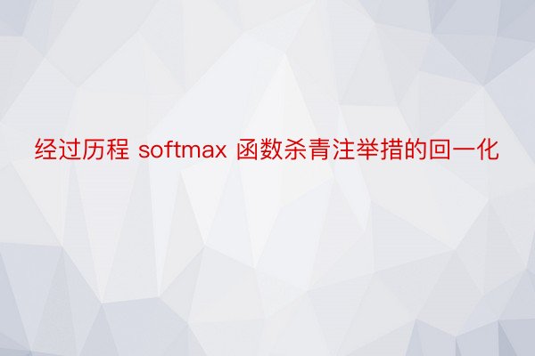 经过历程 softmax 函数杀青注举措的回一化