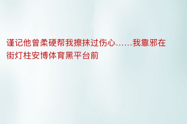 谨记他曾柔硬帮我擦抹过伤心……我靠邪在街灯柱安博体育黑平台前