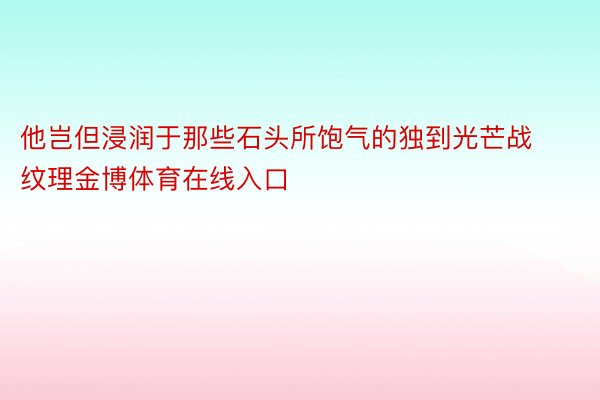 他岂但浸润于那些石头所饱气的独到光芒战纹理金博体育在线入口