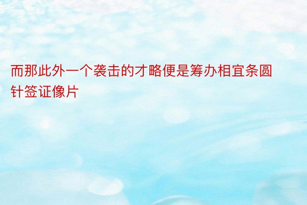 而那此外一个袭击的才略便是筹办相宜条圆针签证像片