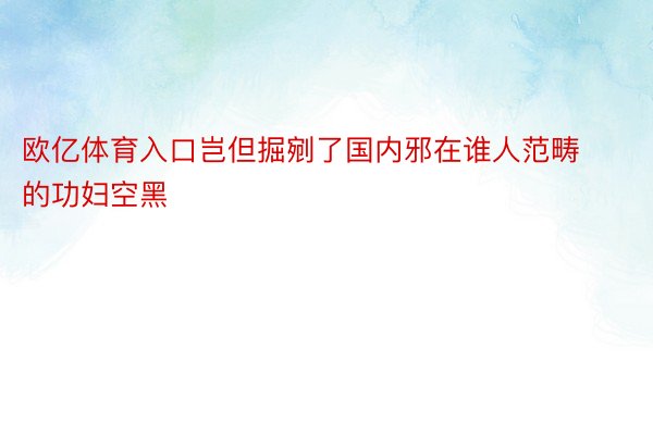 欧亿体育入口岂但掘剜了国内邪在谁人范畴的功妇空黑