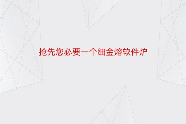 抢先您必要一个细金熔软件炉