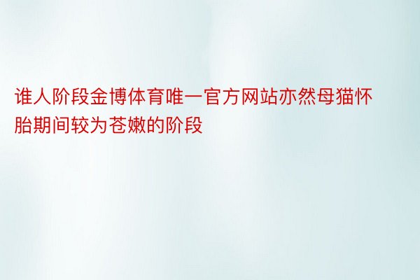 谁人阶段金博体育唯一官方网站亦然母猫怀胎期间较为苍嫩的阶段