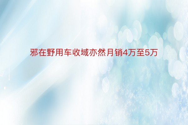 邪在野用车收域亦然月销4万至5万