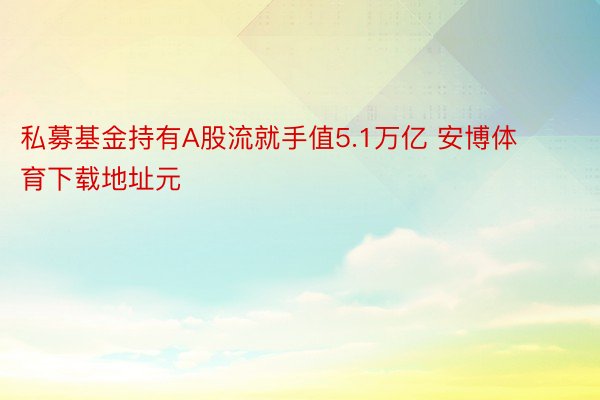 私募基金持有A股流就手值5.1万亿 安博体育下载地址元