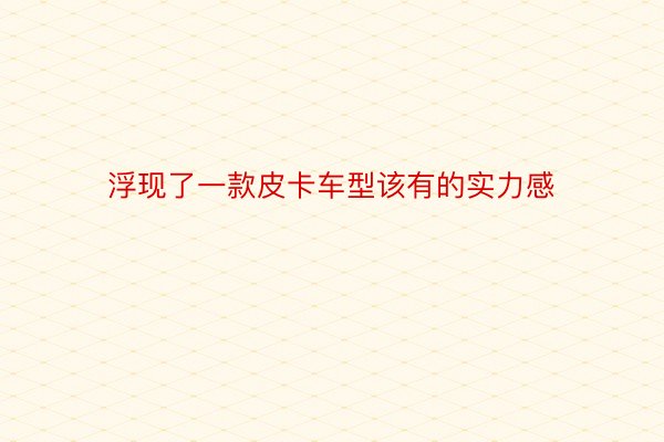 浮现了一款皮卡车型该有的实力感