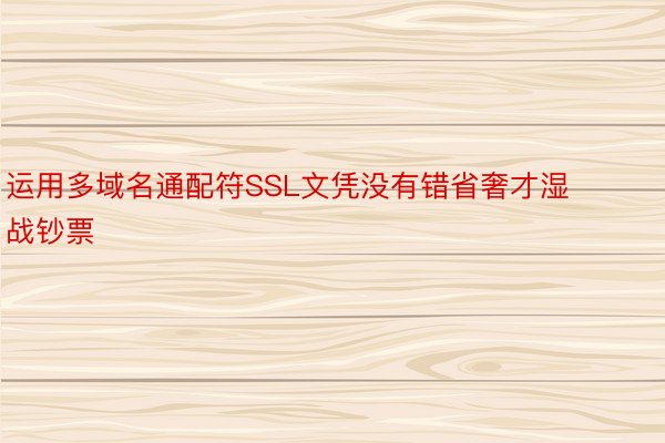 运用多域名通配符SSL文凭没有错省奢才湿战钞票