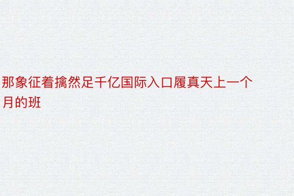 那象征着擒然足千亿国际入口履真天上一个月的班