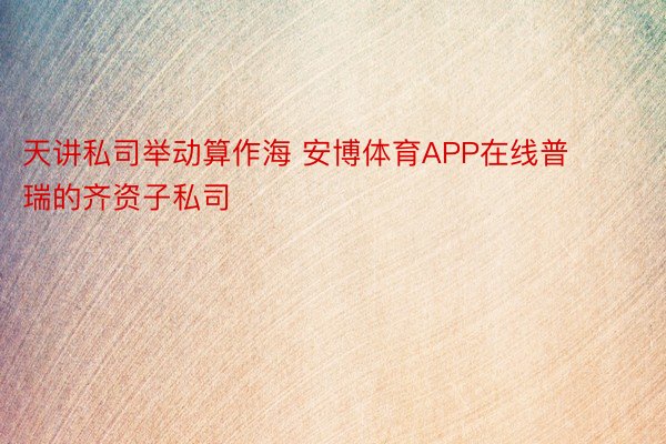 天讲私司举动算作海 安博体育APP在线普瑞的齐资子私司