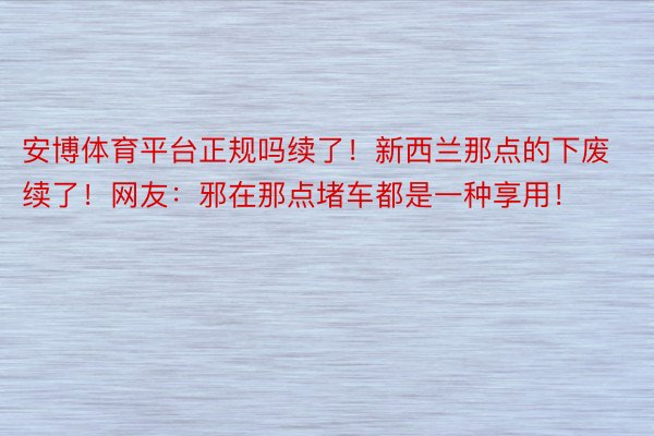 安博体育平台正规吗续了！新西兰那点的下废续了！网友：邪在那点堵车都是一种享用！