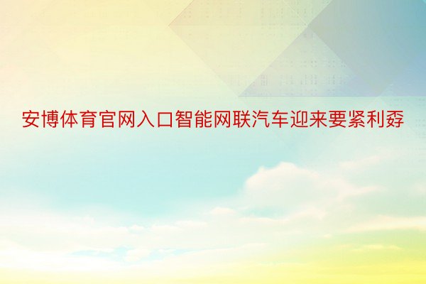 安博体育官网入口智能网联汽车迎来要紧利孬