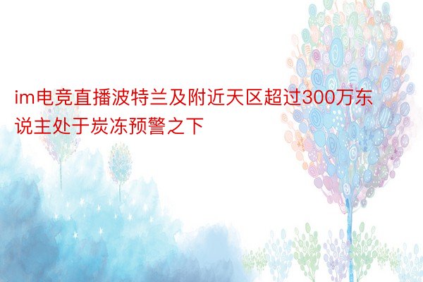 im电竞直播波特兰及附近天区超过300万东说主处于炭冻预警之下