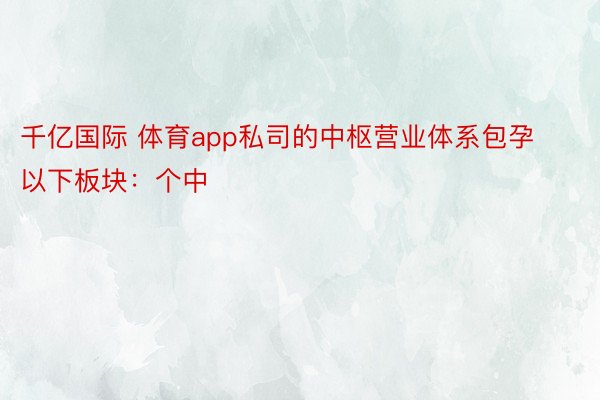 千亿国际 体育app私司的中枢营业体系包孕以下板块：个中