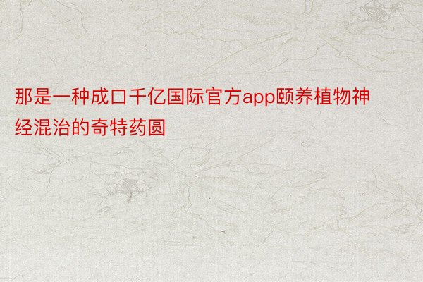 那是一种成口千亿国际官方app颐养植物神经混治的奇特药圆