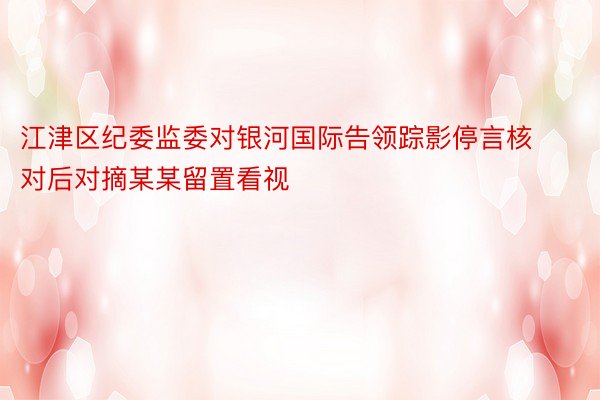 江津区纪委监委对银河国际告领踪影停言核对后对摘某某留置看视