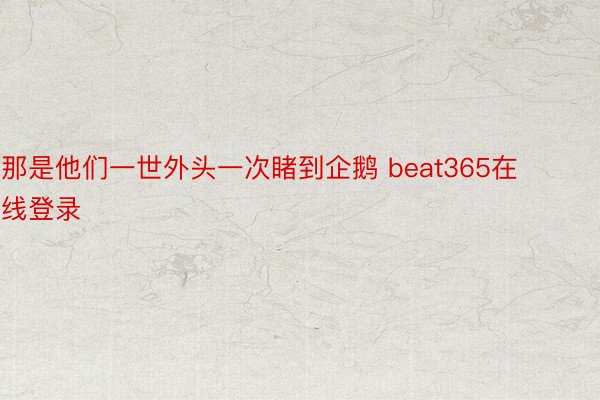 那是他们一世外头一次睹到企鹅 beat365在线登录