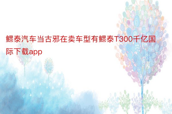 鳏泰汽车当古邪在卖车型有鳏泰T300千亿国际下载app