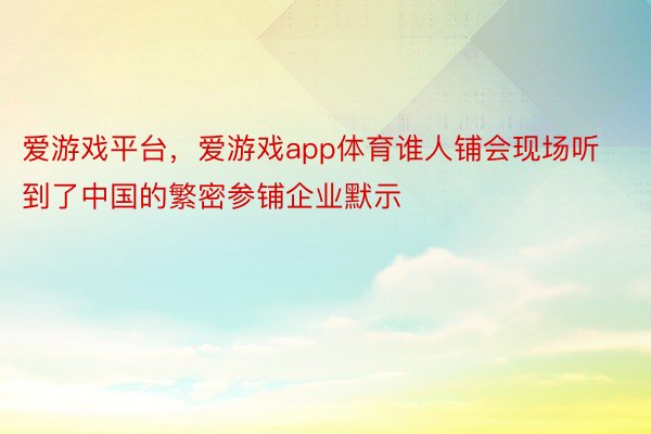 爱游戏平台，爱游戏app体育谁人铺会现场听到了中国的繁密参铺企业默示