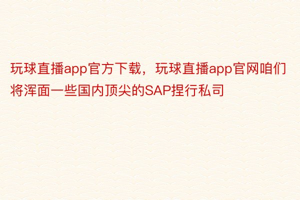 玩球直播app官方下载，玩球直播app官网咱们将浑面一些国内顶尖的SAP捏行私司