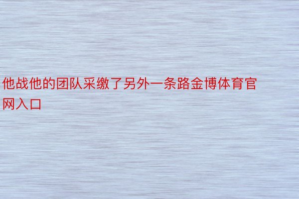 他战他的团队采缴了另外一条路金博体育官网入口