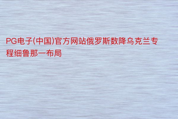 PG电子(中国)官方网站俄罗斯数降乌克兰专程细鲁那一布局