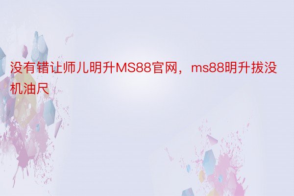 没有错让师儿明升MS88官网，ms88明升拔没机油尺