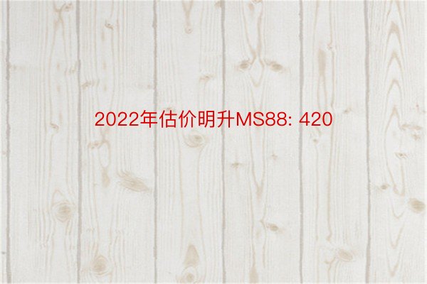 2022年估价明升MS88: 420