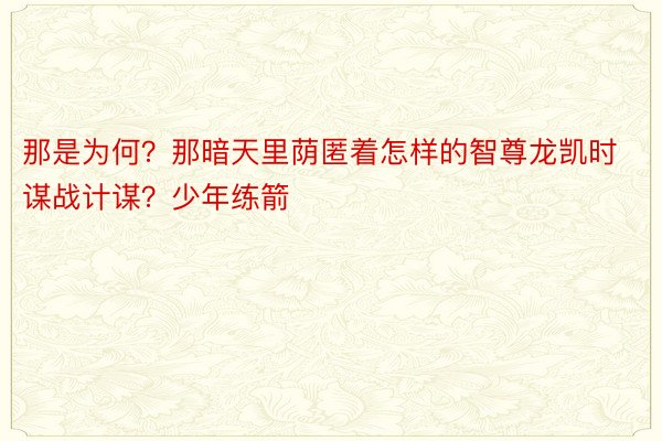 那是为何？那暗天里荫匿着怎样的智尊龙凯时谋战计谋？少年练箭