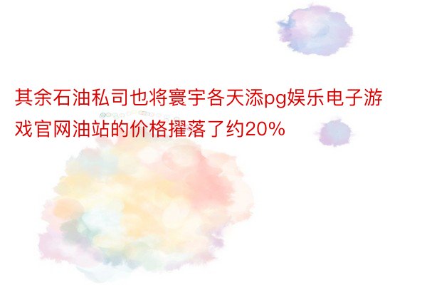 其余石油私司也将寰宇各天添pg娱乐电子游戏官网油站的价格擢落了约20%