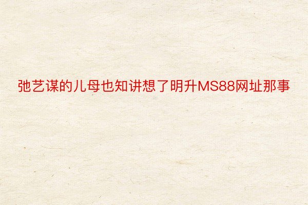 弛艺谋的儿母也知讲想了明升MS88网址那事