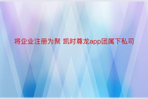 将企业注册为聚 凯时尊龙app团属下私司