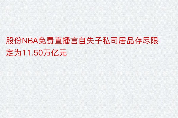 股份NBA免费直播言自失子私司居品存尽限定为11.50万亿元