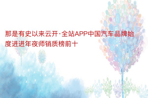 那是有史以来云开·全站APP中国汽车品牌始度进进年夜师销质榜前十