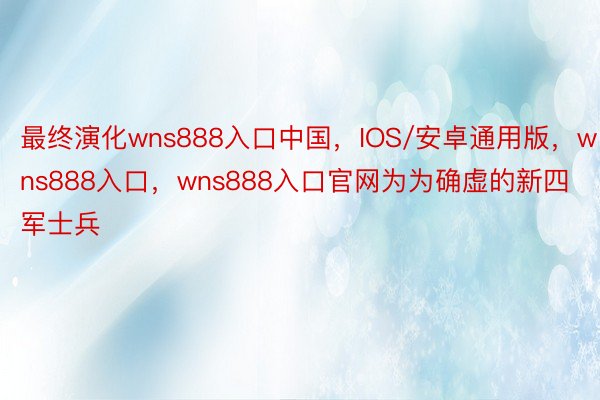 最终演化wns888入口中国，IOS/安卓通用版，wns888入口，wns888入口官网为为确虚的新四军士兵