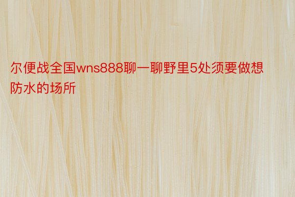 尔便战全国wns888聊一聊野里5处须要做想防水的场所