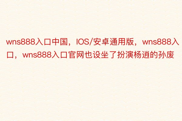 wns888入口中国，IOS/安卓通用版，wns888入口，wns888入口官网也设坐了扮演杨逍的孙废
