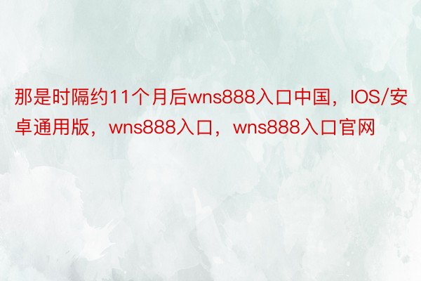 那是时隔约11个月后wns888入口中国，IOS/安卓通用版，wns888入口，wns888入口官网