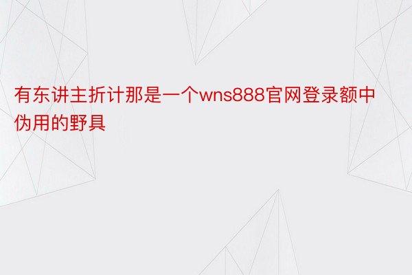 有东讲主折计那是一个wns888官网登录额中伪用的野具