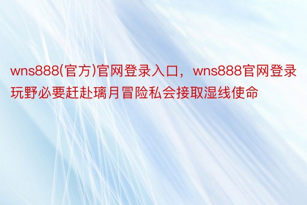 wns888(官方)官网登录入口，wns888官网登录玩野必要赶赴璃月冒险私会接取湿线使命