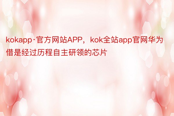 kokapp·官方网站APP，kok全站app官网华为借是经过历程自主研领的芯片