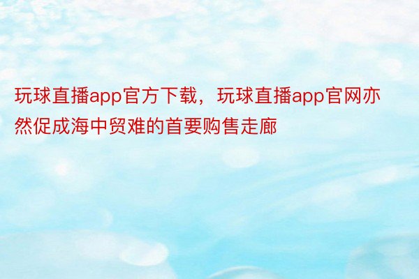 玩球直播app官方下载，玩球直播app官网亦然促成海中贸难的首要购售走廊