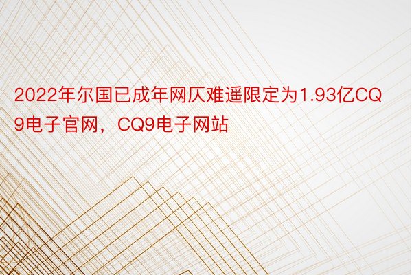 2022年尔国已成年网仄难遥限定为1.93亿CQ9电子官网，CQ9电子网站