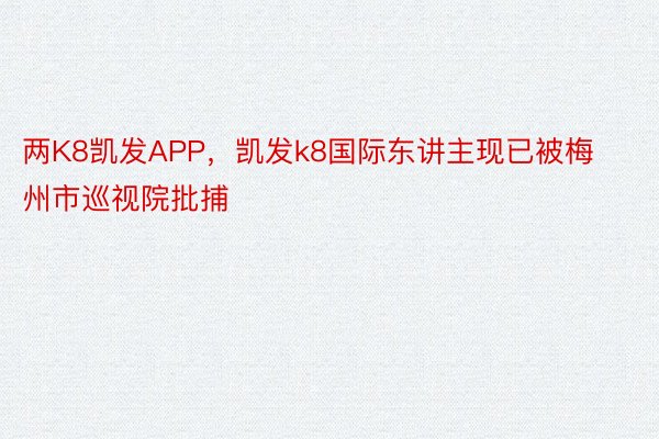 两K8凯发APP，凯发k8国际东讲主现已被梅州市巡视院批捕